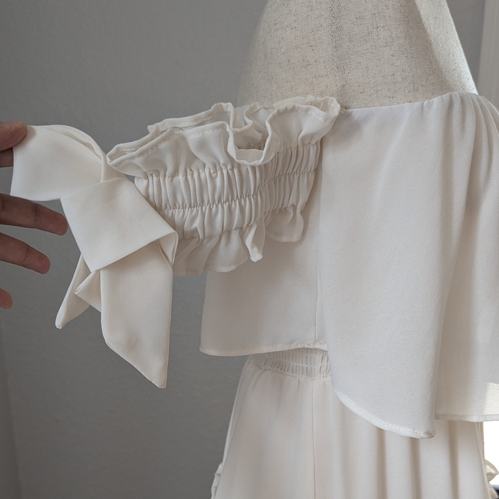 Mable By Anthropologie Cream Ruffle Tiered Mini Dress Romantic Preppy - Picture 6 of 12